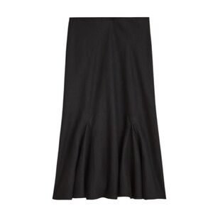 NEW J.CREW Black Gwyneth flounce-hem slip skirt in linen size XL